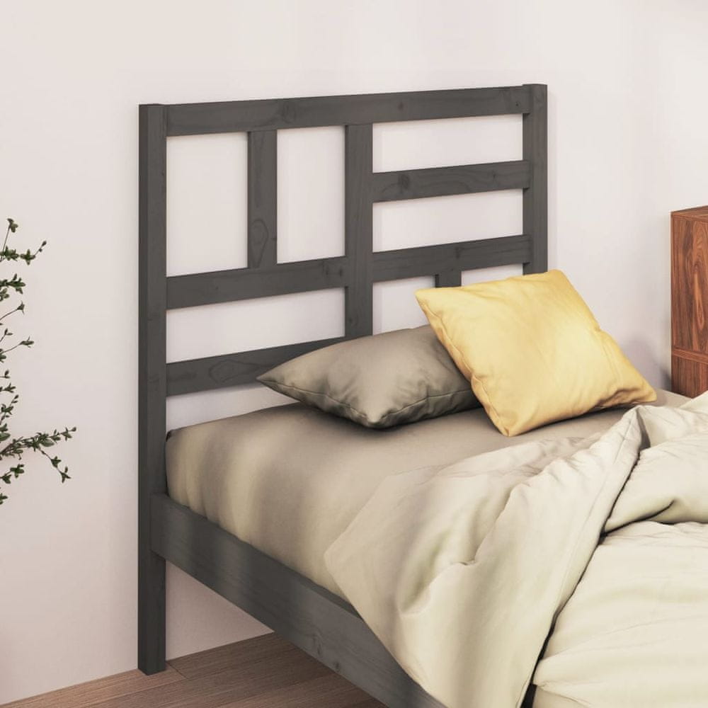 Vidaxl Čelo postele, sivé, 81x4x104 cm , masívne borovicové drevo